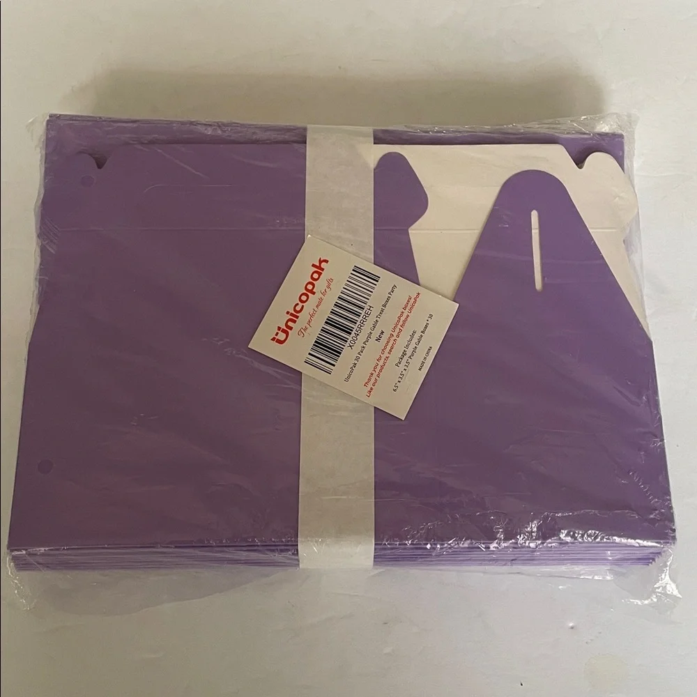 New Unicopak 30 Pack Purple Gable Party Favor Gift Boxes 6.5”x3.5”x3.5”